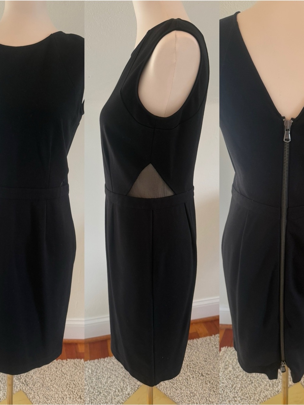 Haute Hippie Black Sleeveless Sheath Dress with Mesh Cutouts Size Large
